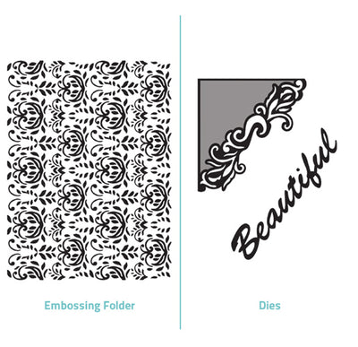 Embossing Folder  2 in 1 set - Beautiful - Delilah