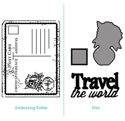 Embossing Folder  2 in 1 set - Travel the World