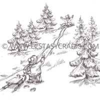 Clear Stamp - Winter Time - Sled Fun