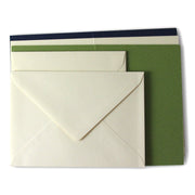 Romak 12 Card & Envelope Pack - Ivory/Navy/Green
